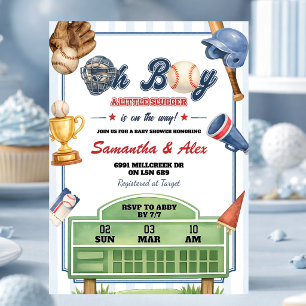 Honkbal Thema Oh Boy Baby Shower Uitnodiging