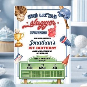Honkbal Thema Onze Kleine Slagman Eerste Verjaarda Kaart