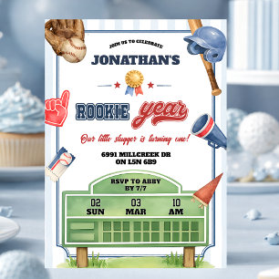 Honkbal Thema Rookie Jaar Eerste Verjaardag Kaart