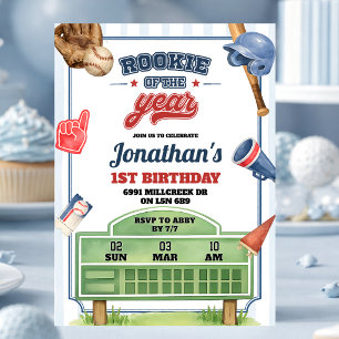 Honkbal Thema Rookie of The Year Eerste Verjaardag Kaart