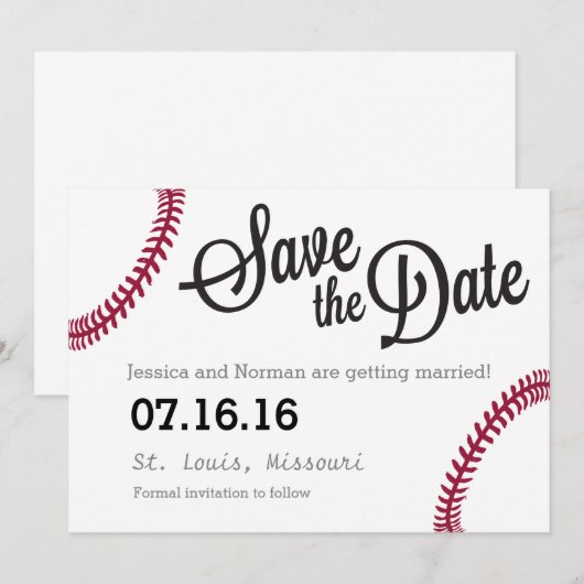 Honkbal thema Save the Date (Voorkant / Achterkant)