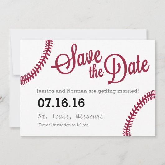 Honkbal thema Save the Date (Voorkant)