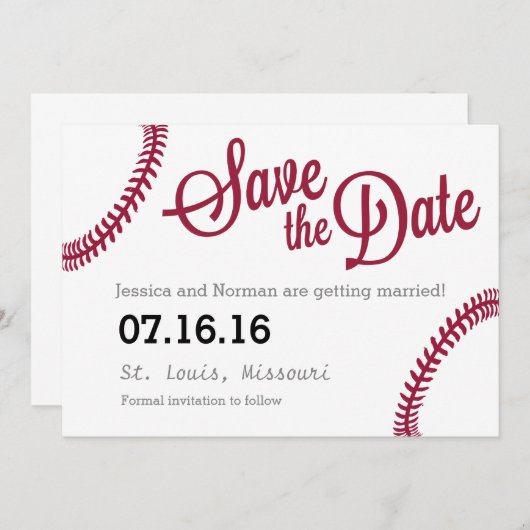 Honkbal thema Save the Date (Voorkant / Achterkant)