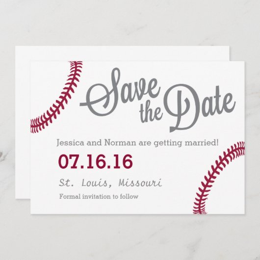 Honkbal thema Save the Date Kaart (Voorkant / Achterkant)
