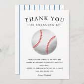 Honkbal Thema Verjaardagsfeest Kinder Bedankkaart (Voorkant / Achterkant)