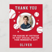 Honkbal Thema Verjaardagsfoto Bedankt Briefkaart (Voorkant)