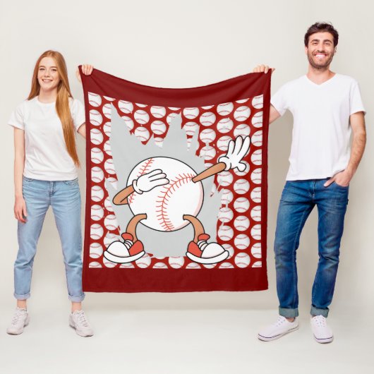 Honkbal thema voor speler op rood fleece deken (In situ)