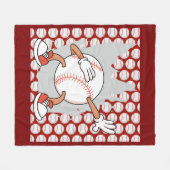 Honkbal thema voor speler op rood fleece deken (Voorkant (Horizontaal))