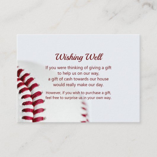 Honkbal Thema Wishing Well Bruiloft Informatiekaartje (Voorkant)