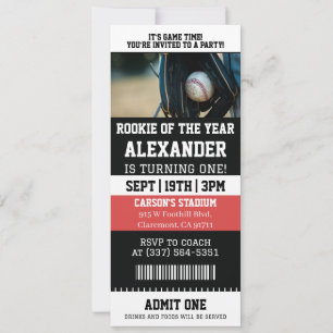 Honkbal Ticket 1e Verjaardagsfeestje Kaart