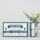 Honkbal Ticket Baby shower, Blauw, Groen Kaart (Staand voorkant)