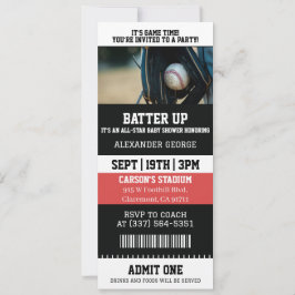 Honkbal Ticket Baby Shower Kaart