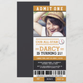 Honkbal Ticket Verjaardag Uitnodigingen (Voorkant / Achterkant)