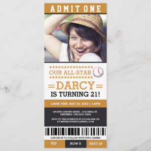 Honkbal Ticket Verjaardag Uitnodigingen