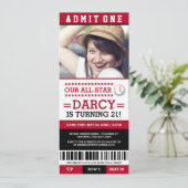 Honkbal Ticket Verjaardag Uitnodigingen (Staand voorkant)