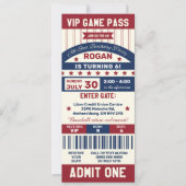 Honkbal Ticket Verjaardagsfeest Uitnodiging (Voorkant)