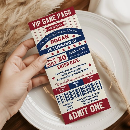 Honkbal Ticket Verjaardagsfeest Uitnodiging