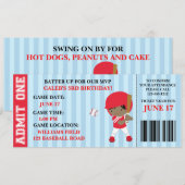 Honkbal ticket verjaardagsuitnodiging aanpasbaar kaart (Voorkant / Achterkant)