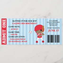 Honkbal ticket verjaardagsuitnodiging aanpasbaar kaart