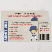 Honkbal ticket verjaardagsuitnodiging aanpasbaar kaart (Voorkant / Achterkant)