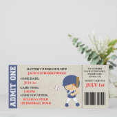 Honkbal ticket verjaardagsuitnodiging aanpasbaar kaart (Staand voorkant)