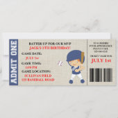 Honkbal ticket verjaardagsuitnodiging aanpasbaar kaart (Voorkant)