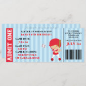 Honkbal ticket verjaardagsuitnodiging aanpasbaar kaart (Voorkant / Achterkant)