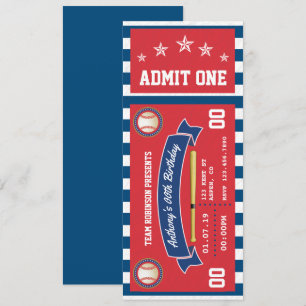 Honkbal Ticket Verjaardagsuitnodiging Kaart