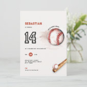 Honkbal Tiener Feest 14e Verjaardag Uitnodiging Ki (Staand voorkant)