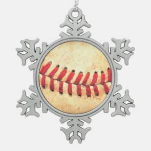 honkbal tin sneeuwvlok ornament