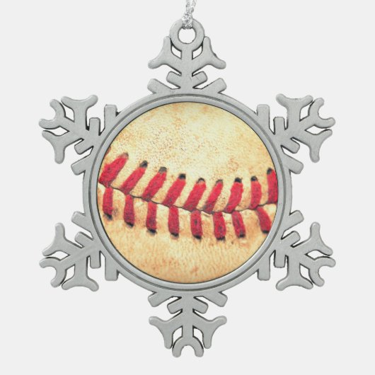 honkbal tin sneeuwvlok ornament (Voorkant)