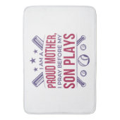 Honkbal Trotse moeder Ik bid voor mijn zoon speelt Badmat (Voorkant Verticaal)