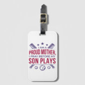 Honkbal Trotse moeder Ik bid voor mijn zoon speelt Bagagelabel (Voorkant (verticaal))