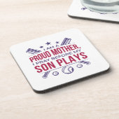 Honkbal Trotse moeder Ik bid voor mijn zoon speelt Bier Onderzetter (Linkerzijde)