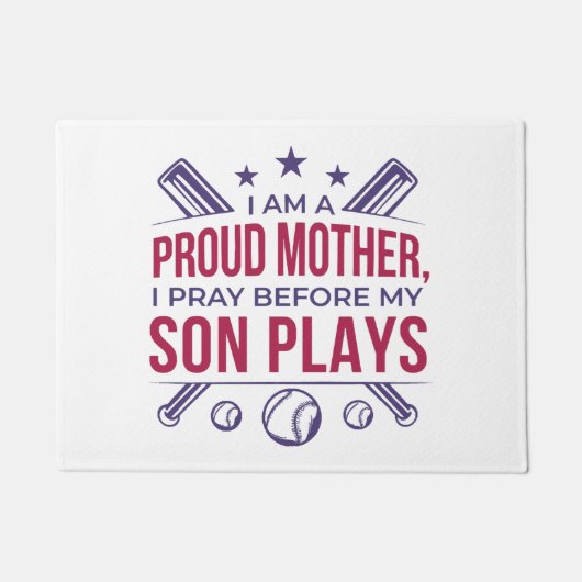Honkbal Trotse moeder Ik bid voor mijn zoon speelt Deurmat (Voorkant)