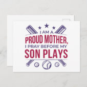Honkbal Trotse moeder Ik bid voor mijn zoon speelt Feestdagenkaart (Voorkant / Achterkant)
