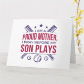 Honkbal Trotse moeder Ik bid voor mijn zoon speelt Kaart (Gele Bloem)