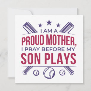 Honkbal Trotse moeder Ik bid voor mijn zoon speelt Kaart
