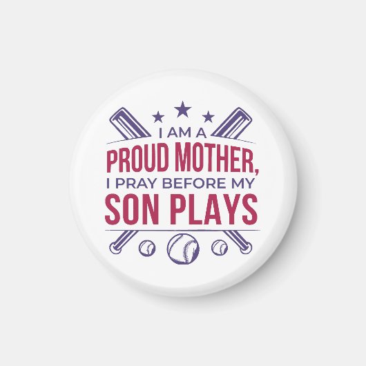 Honkbal Trotse moeder Ik bid voor mijn zoon speelt Magneet (Voorkant)