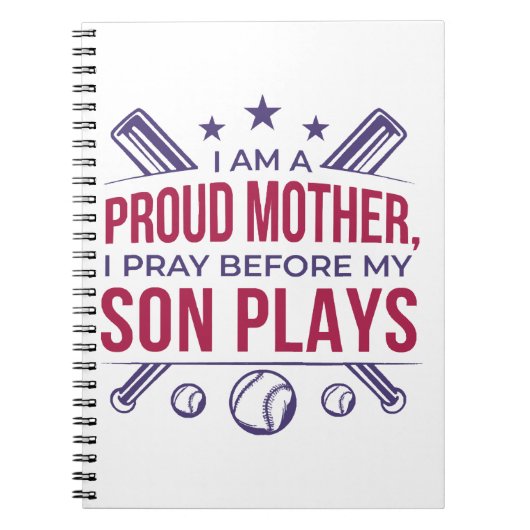 Honkbal Trotse moeder Ik bid voor mijn zoon speelt Notitieboek (Voorkant)