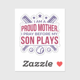 Honkbal Trotse moeder Ik bid voor mijn zoon speelt Sticker