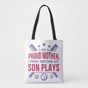 Honkbal Trotse moeder Ik bid voor mijn zoon speelt Tote Bag
