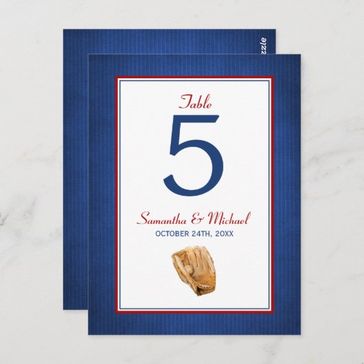 Honkbal Trouwtafelnummer Briefkaart (Voorkant / Achterkant)