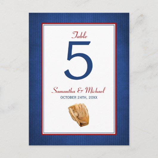 Honkbal Trouwtafelnummer Briefkaart (Voorkant)