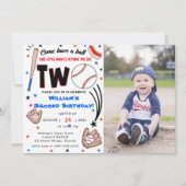 Honkbal Tweede 2e verjaardagsfeestje Kaart (Voorkant)