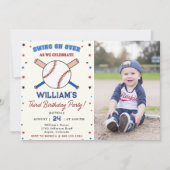 Honkbal Tweede 3e Verjaardagsfeestje Batter Up Kaart (Voorkant)