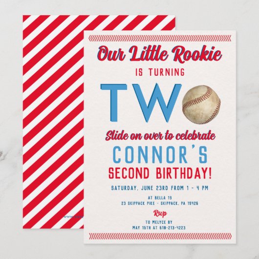 honkbal tweede verjaardag gedrukt op digitaal kaart (Voorkant / Achterkant)