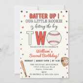 Honkbal Tweede Verjaardagsfeestje Batter Up Kaart (Voorkant)