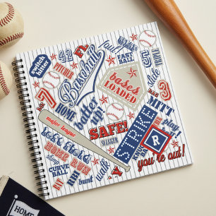 Honkbal typografie rood wit blauwe strepen ID770 Notitieboek