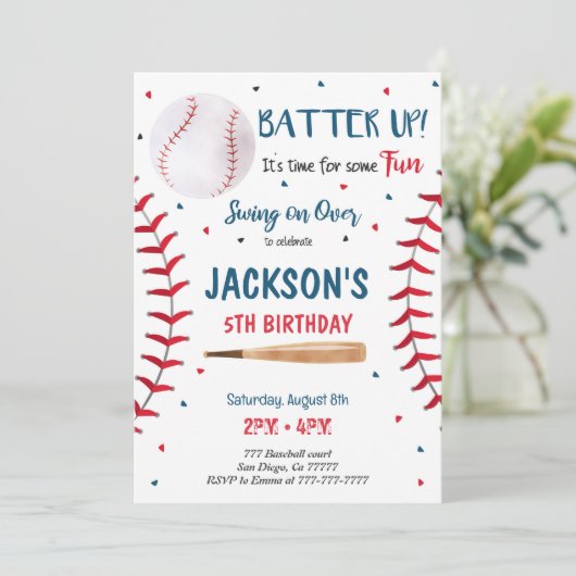 Honkbal uitnodiging (Staand voorkant)